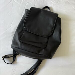 Black Faux Leather Backpack